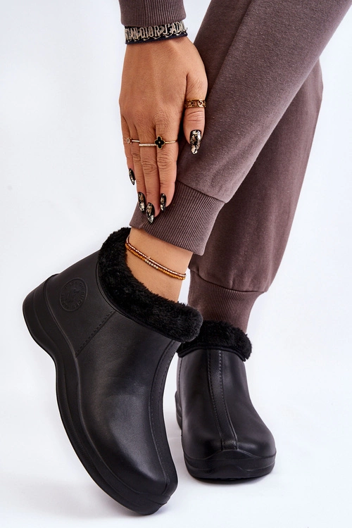 Damskie Wsuwane Kalosze Ocieplane Czarne Izera