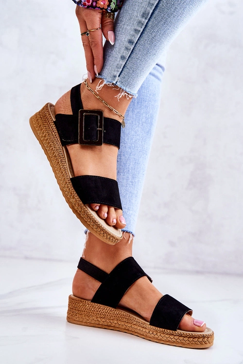 Damskie Zamszowe Sandały Big Star JJ276031 Czarne