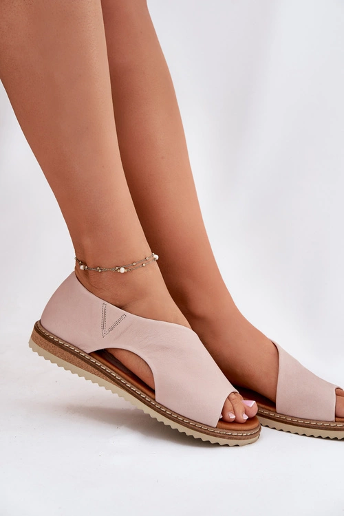 Skórzane Sandały Damskie Artiker 46C1018 Jasnoróżowe