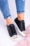 Lu Boo Czarne Trampki z Błyszczącymi Kryształami