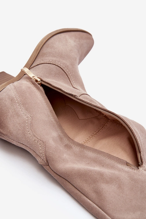 Zazoo 3427 Damskie Zamszowe Kozaki Kowbojki Cappuccino