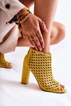 Zamszowe Ażurowe Botki Żółte Jenissa