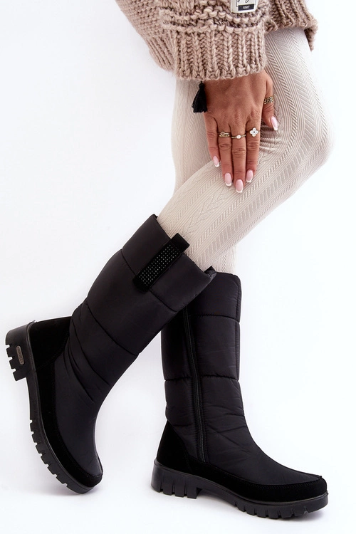 Damskie Ocieplane Śniegowce Progress PROGJ-22-136 Czarne