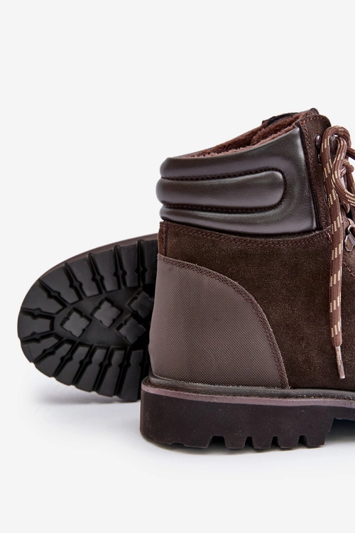 Zamszowe Ocieplane Botki Trapery Męskie Big Star OO174644 Hi-Poly System Brązowe