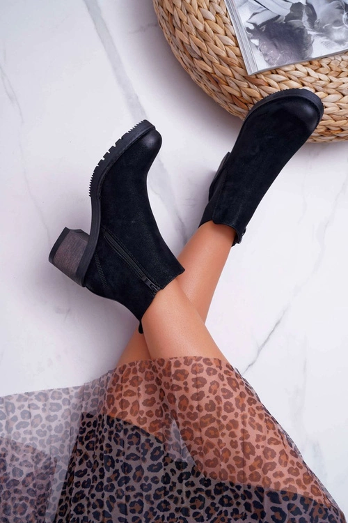 Botki Damskie Na Obcasie Sergio Leone Czarne BR BT702