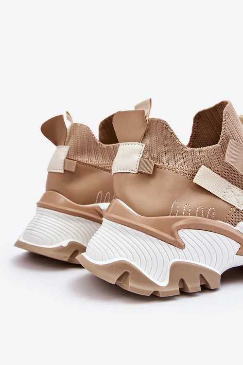 Damskie Sneakersy Skarpetkowe Wsuwane Ciemnobeżowe Keaton