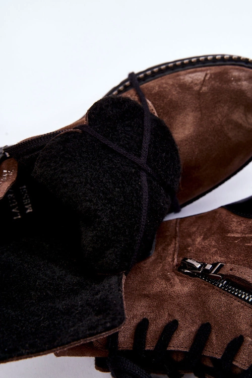 Zamszowe Ocieplane Botki Laura Messi 2508 Brązowe