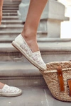 Klasyczne Damskie Espadryle Ażurowe Beżowe Catris