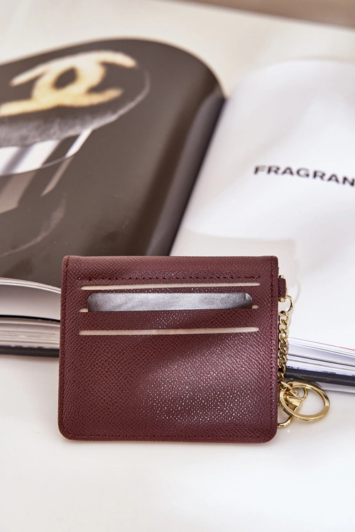 Etui Na Karty Ze Złotym Brelokiem Eko Skóra Brązowy Iritinme