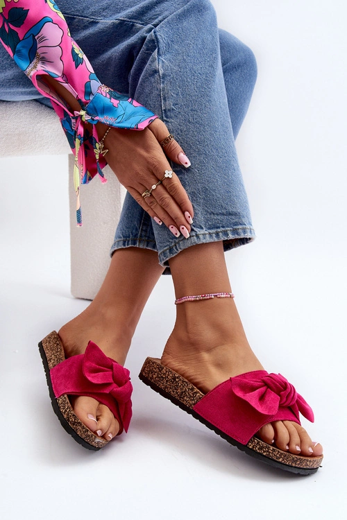 Damskie Klapki Z Kokarda Fuksja Ezephira