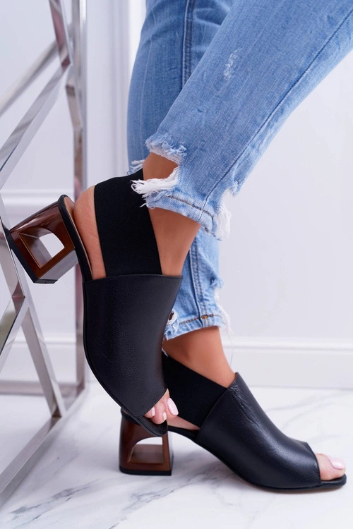 Skórzane Sandały Ze Ściągaczem Laura Messi 1919 Czarne