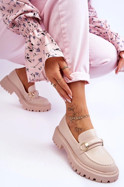 Damskie Mokasyny Na Masywnej Platformie Beżowe Calypso