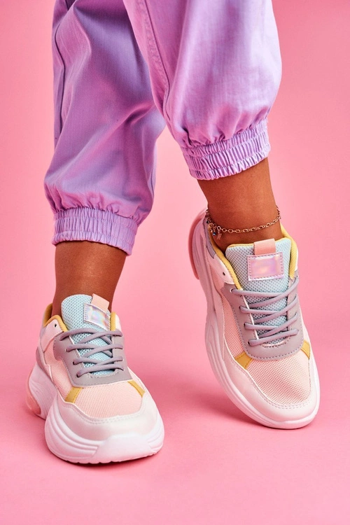 Sportowe Damskie Buty Kolorowe Różowe Pinner