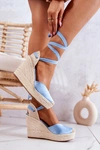 Espadryle Sandały Na Koturnie Niebieskie Terrific 