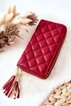 Duży Pikowany Portfel Na Suwaki Czerwony