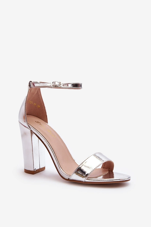 Sandały Na Słupku Srebrne Thakko