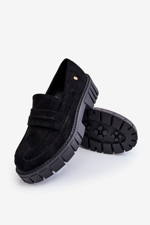 Damskie Zamszowe Wsuwane Półbuty Czarne Fiorell