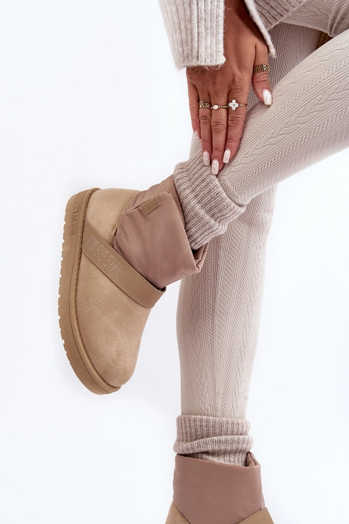 Śniegowce Ocieplane Na Platformie Beżowe Big Star MM274152