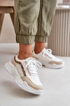 Sneakersy Buty Sportowe Damskie Na Grubej Podeszwie Beżowe Lerila