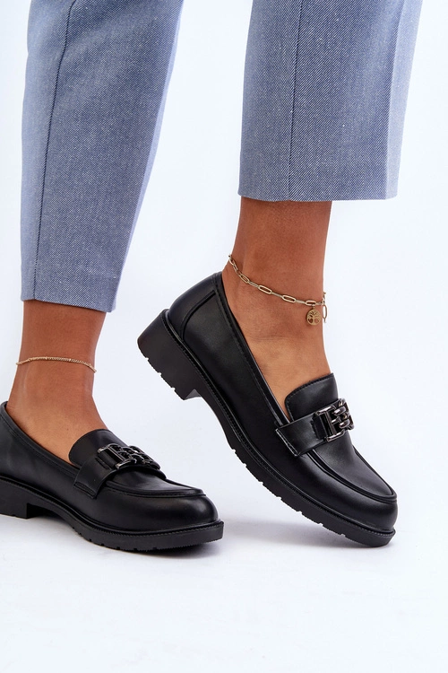 Damskie Mokasyny Z Ozdobą S.Barski HY372 Czarne