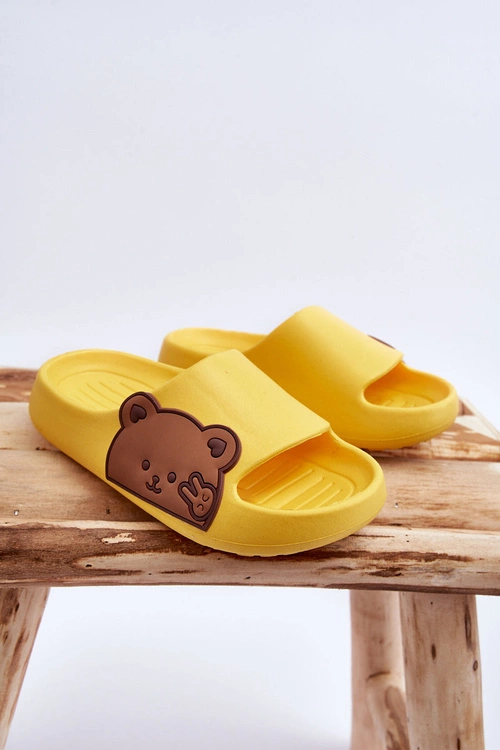 Lekkie Piankowe Klapki Z Misiem Żółte Todi