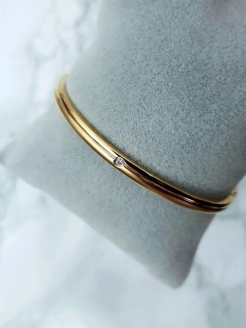 Damska Bransoleta Stalowa Z Cyrkonią Złota Kimi