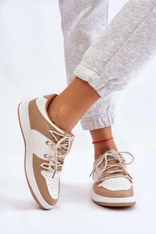 Damskie Klasyczne Buty Sportowe Podwójnie Sznurowane Biało-Beżowe Jella