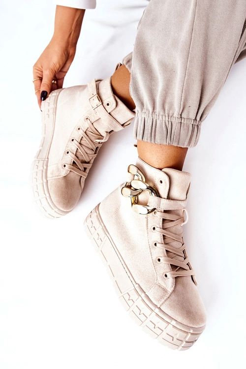 Wysokie Trampki Na Platformie Jasnobeżowe Evenia