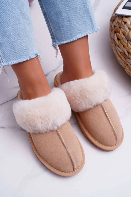 Damskie Klapki Papcie Beżowe Mirendy