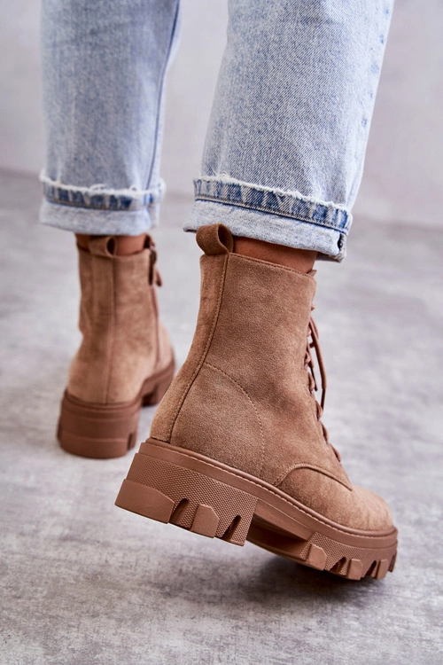 Zamszowe Ocieplane Botki Workery Brązowe Darvin