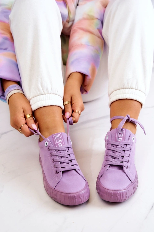 Damskie Niskie Trampki Big Star JJ274416 Fioletowe