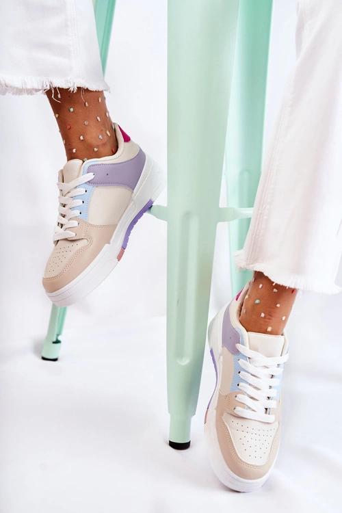 Damskie Skórzane Buty Sportowe Beżowe Francis