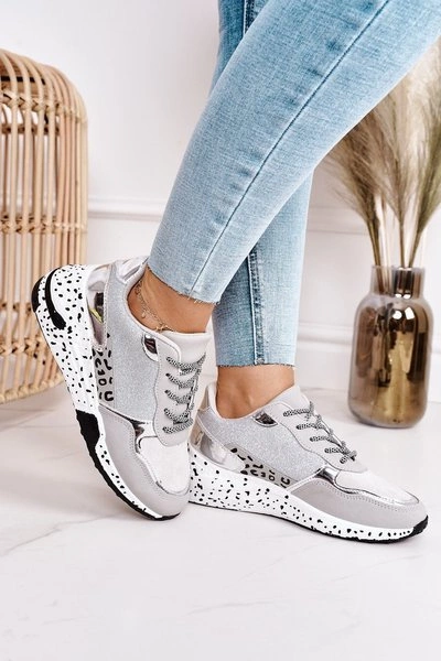 Damskie Sneakersy Na Koturnie Srebrne Avery