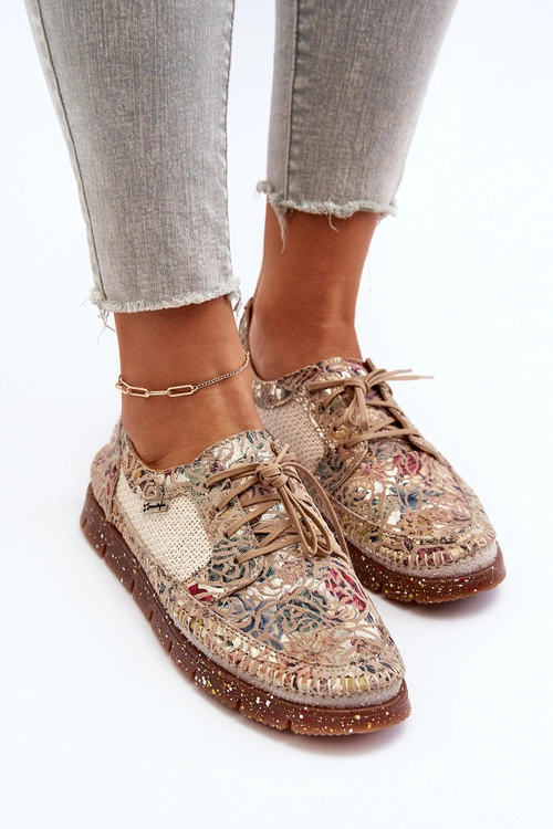 Wzorzyste Półbuty Damskie Maciejka 06347-04 Beżowe