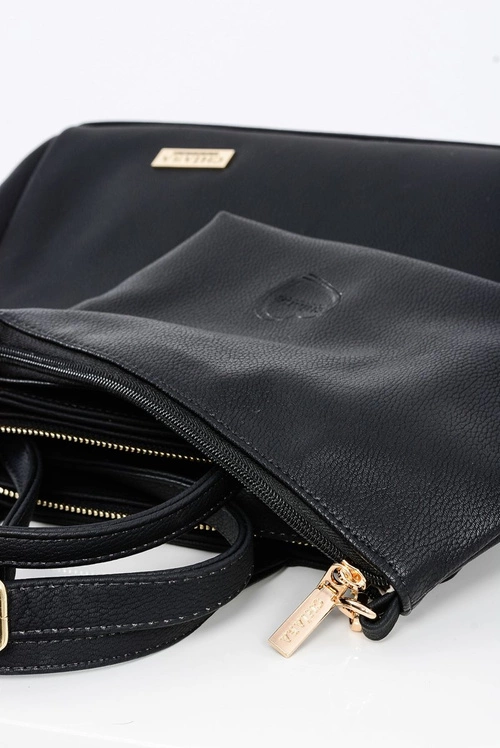 Duża Czarna Torba Damska + Saszetka + Lustereczko POLSKA