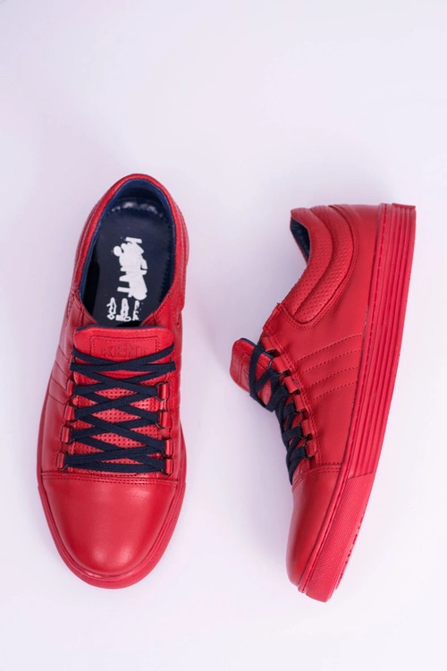 Męskie Skórzane Tenisówki Czerwone Elon