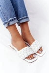 Damskie Plecione Klapki Białe Cheryl