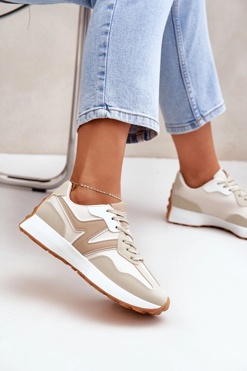 Buty Sportowe Sneakersy Damskie Beżowe Britma