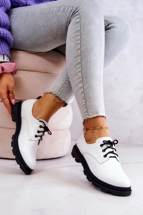 Damskie Klasyczne Półbuty Oxfordy Białe Colton