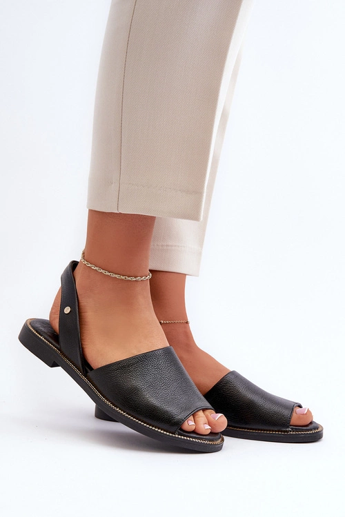 Skórzane Wsuwane Sandały Czarne Lemar Alivia