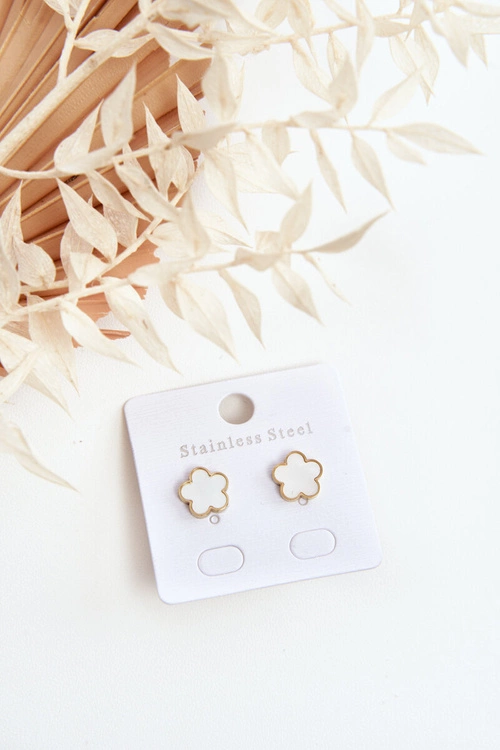 Delikatne Kolczyki Kwiaty Biało-Złote