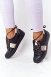 Damskie Skórzane Tenisówki Lewski Shoes 2786-0 Czarno-Złote