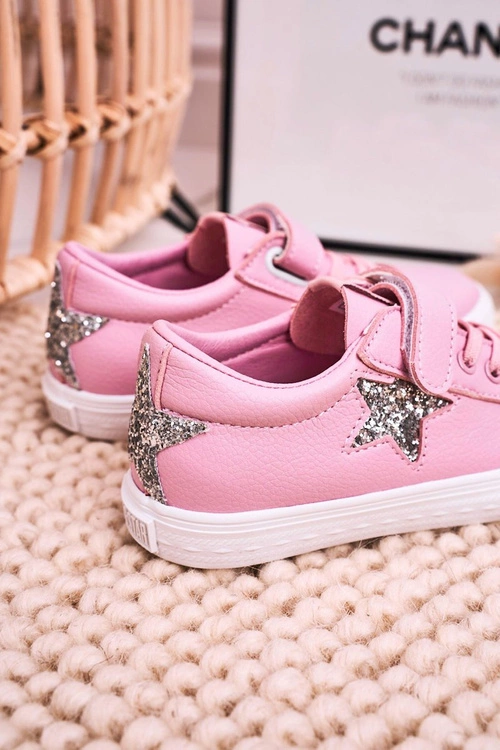 Dziecięce Skórzane Trampki Z Gwiazdą BIG STAR DD374104 Różowe