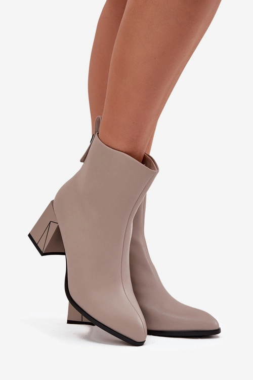 Ocieplane Botki Na Słupku Z Naturalnej Skóry Vinceza 66812 Szare