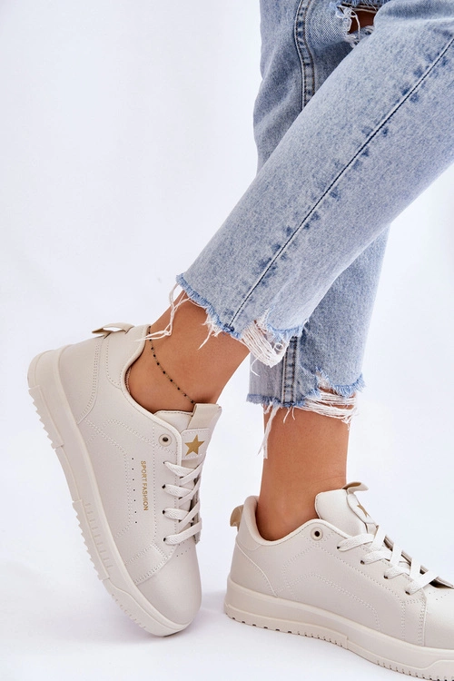 Damskie Sznurowane Buty Sportowe Beżowe Mikaela