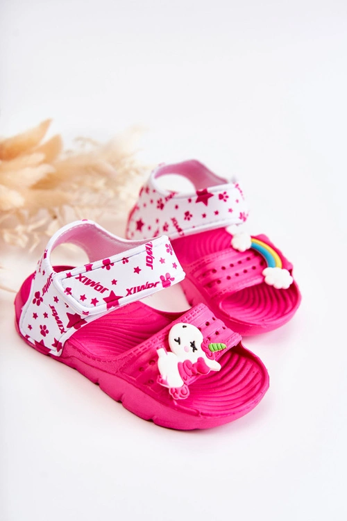 Dziecięce Lekkie Sandały Z Ozdobami Ciemnoróżowe Trusty