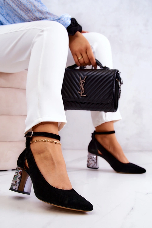 Zamszowe Czółenka Z Kokardką Maciejka 05059-01 Czarne