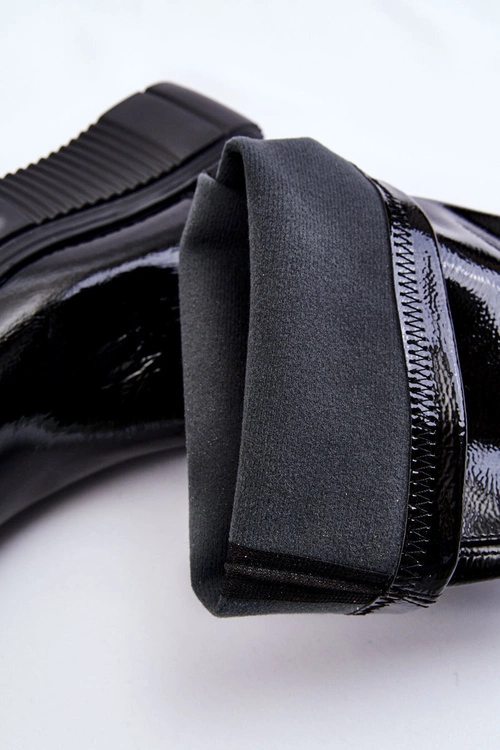 Lakierowane Kozaki Przed Kolano Na Platformie Czarne Spectrum