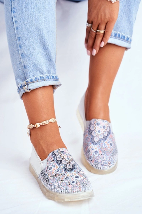 Damskie Półbuty Maciejka Wsuwane Skórzane Białe 03512-46