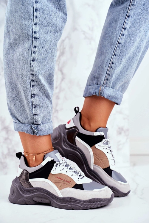 Sportowe Damskie Buty Cross Jeans Szare GG2R4037